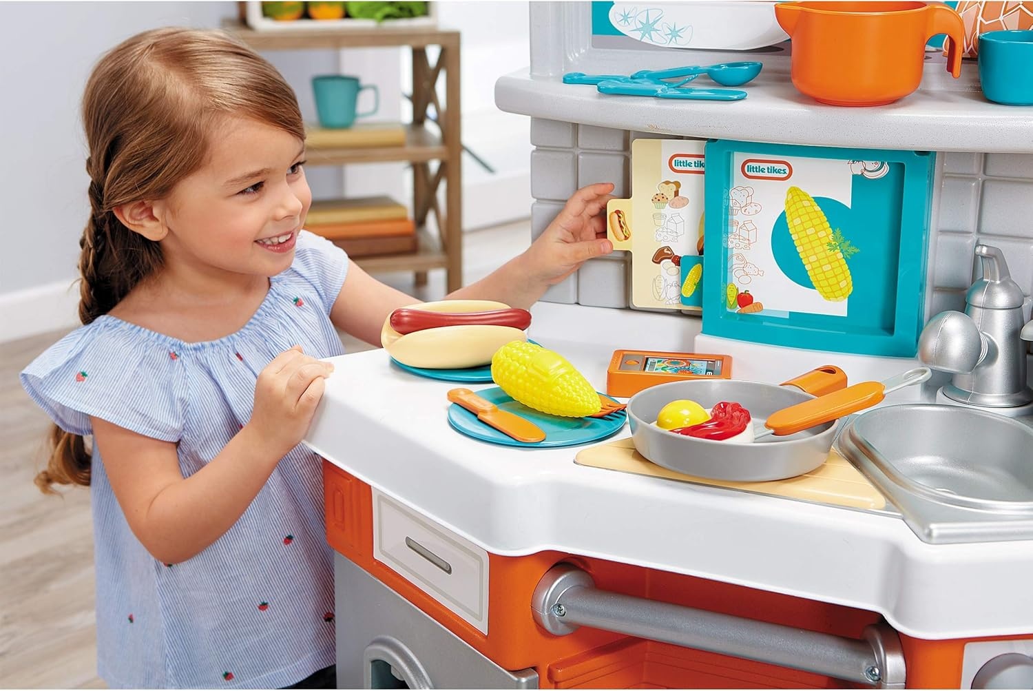 image:imageLittle Tikes Home Grown Kitchen  Role Play Realistic Kitchen Real Cooking amp Water Boiling Sounds Kitchen Accessories Set for Girls Boys  Multicolor 22 x 18 x 3025 inches