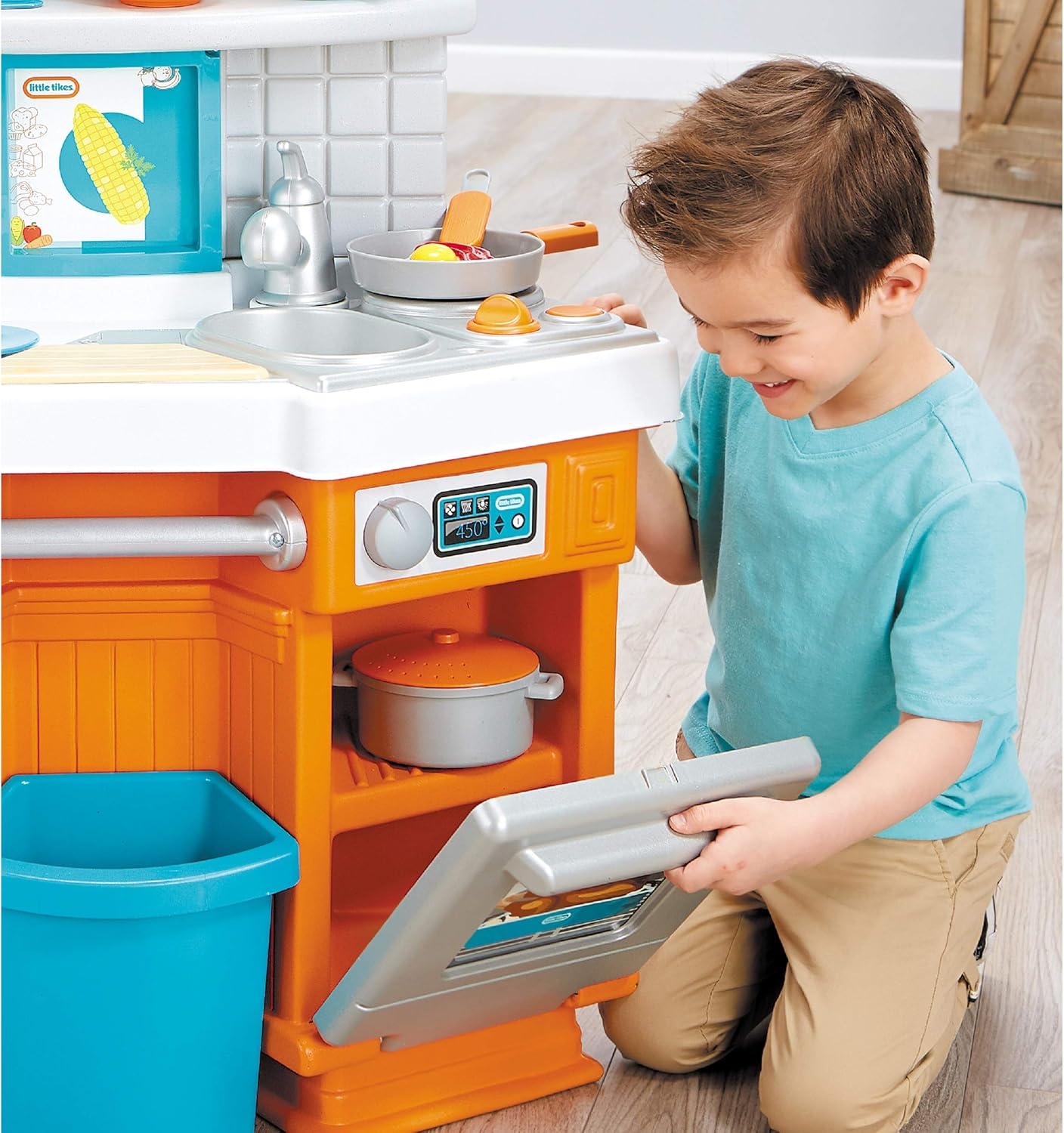 image:imageLittle Tikes Home Grown Kitchen  Role Play Realistic Kitchen Real Cooking amp Water Boiling Sounds Kitchen Accessories Set for Girls Boys  Multicolor 22 x 18 x 3025 inches